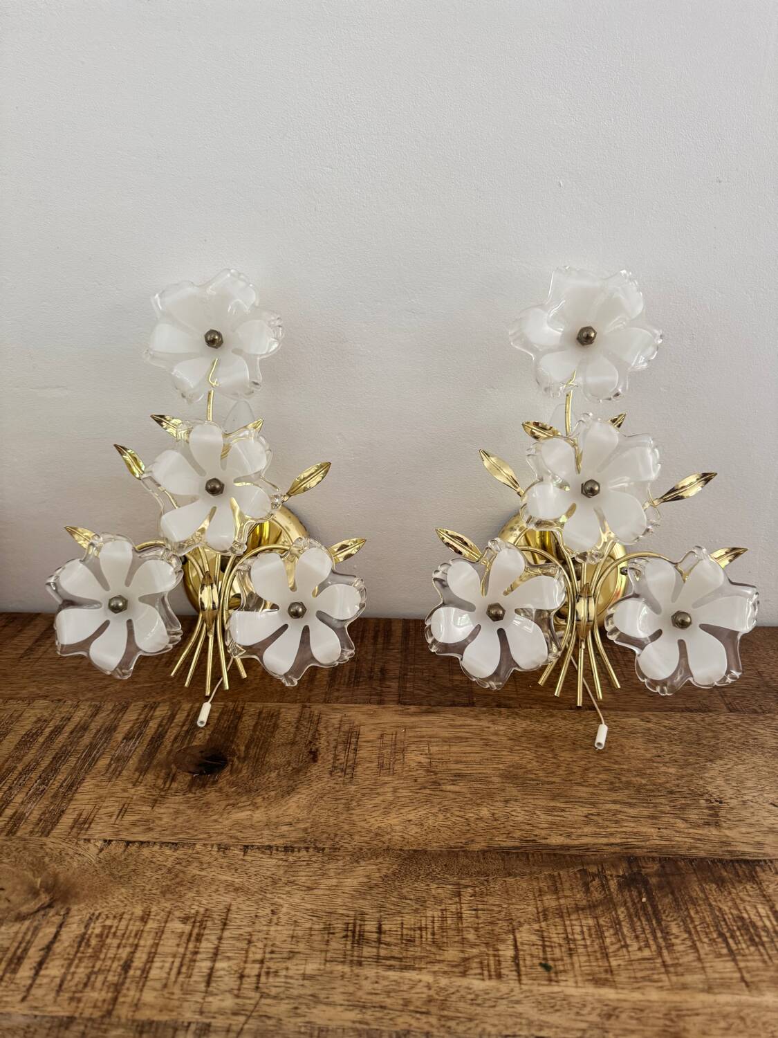 Set of Murano flower wall sconces