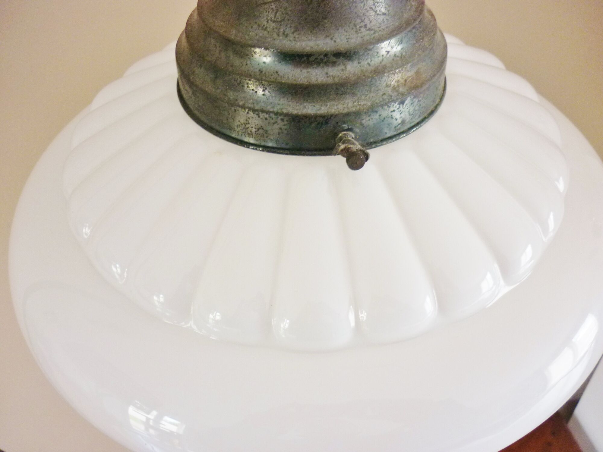 Pendant lamp, lamp, old globe opaline glass, geometric shapes, art deco, 1930
