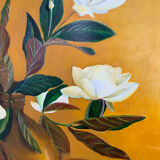 Oil painting on wood bouquet of flowers