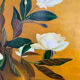 Oil painting on wood bouquet of flowers