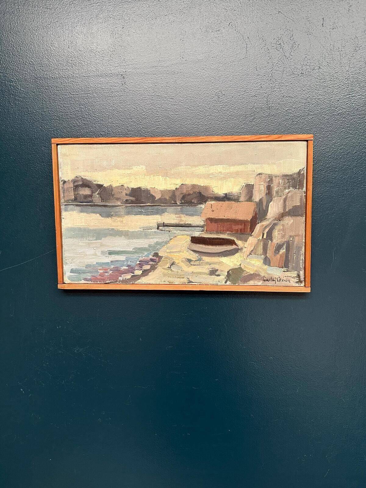 Original Swedish Oil On Canvas – “Seascape” By Gustaf Olsson – Signed – Vintage & Framed – 50 × 30 Cm (19.7" × 11.8")