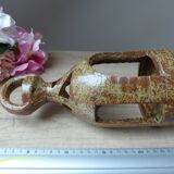 Ancienne lanterne bougeoir en grès pyrité, lanterne décorative