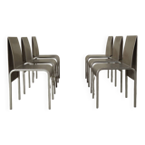 Set of six postmodernist stainless steel dining chairs from circa 1980-1990.