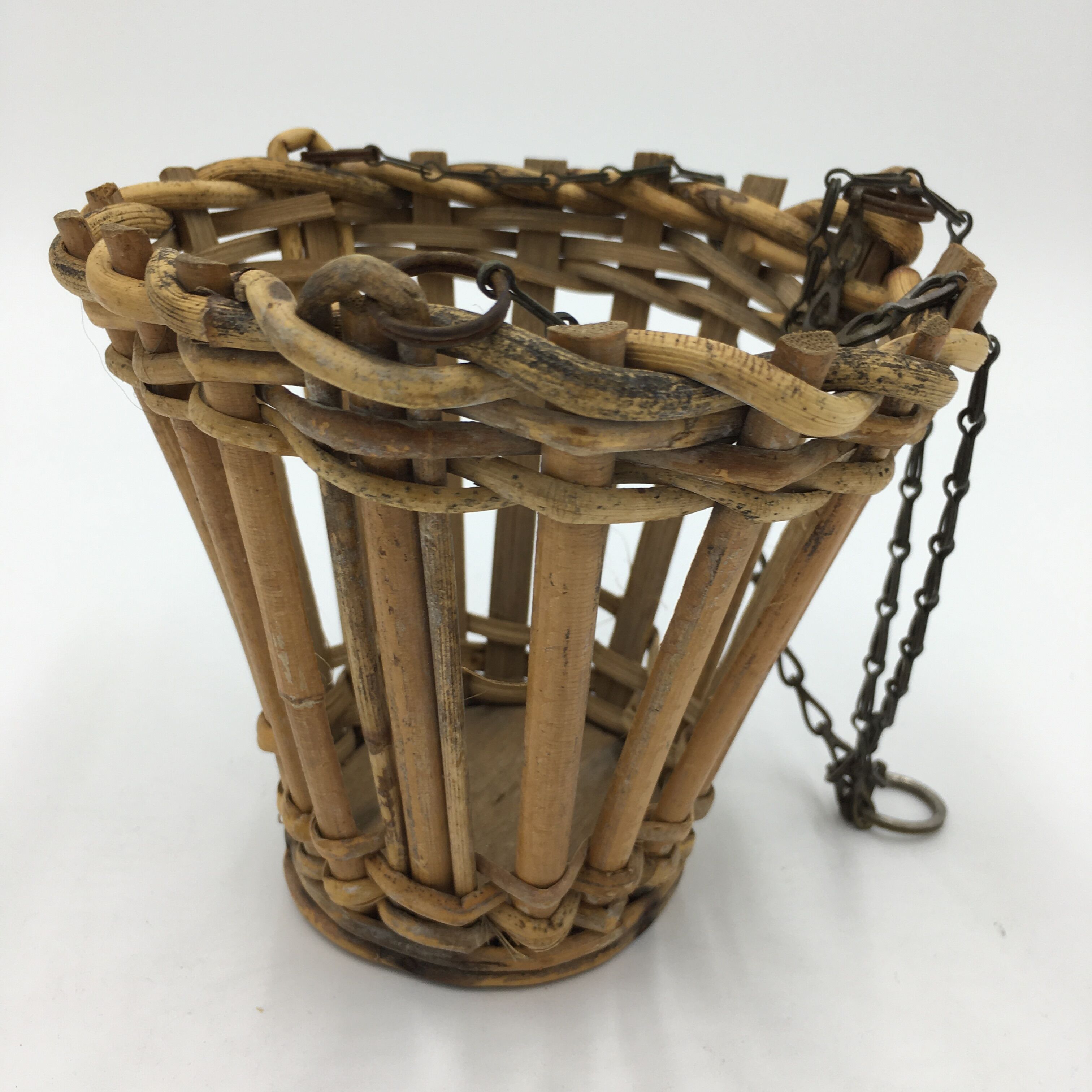 Suspended rattan basket duo