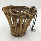 Suspended rattan basket duo