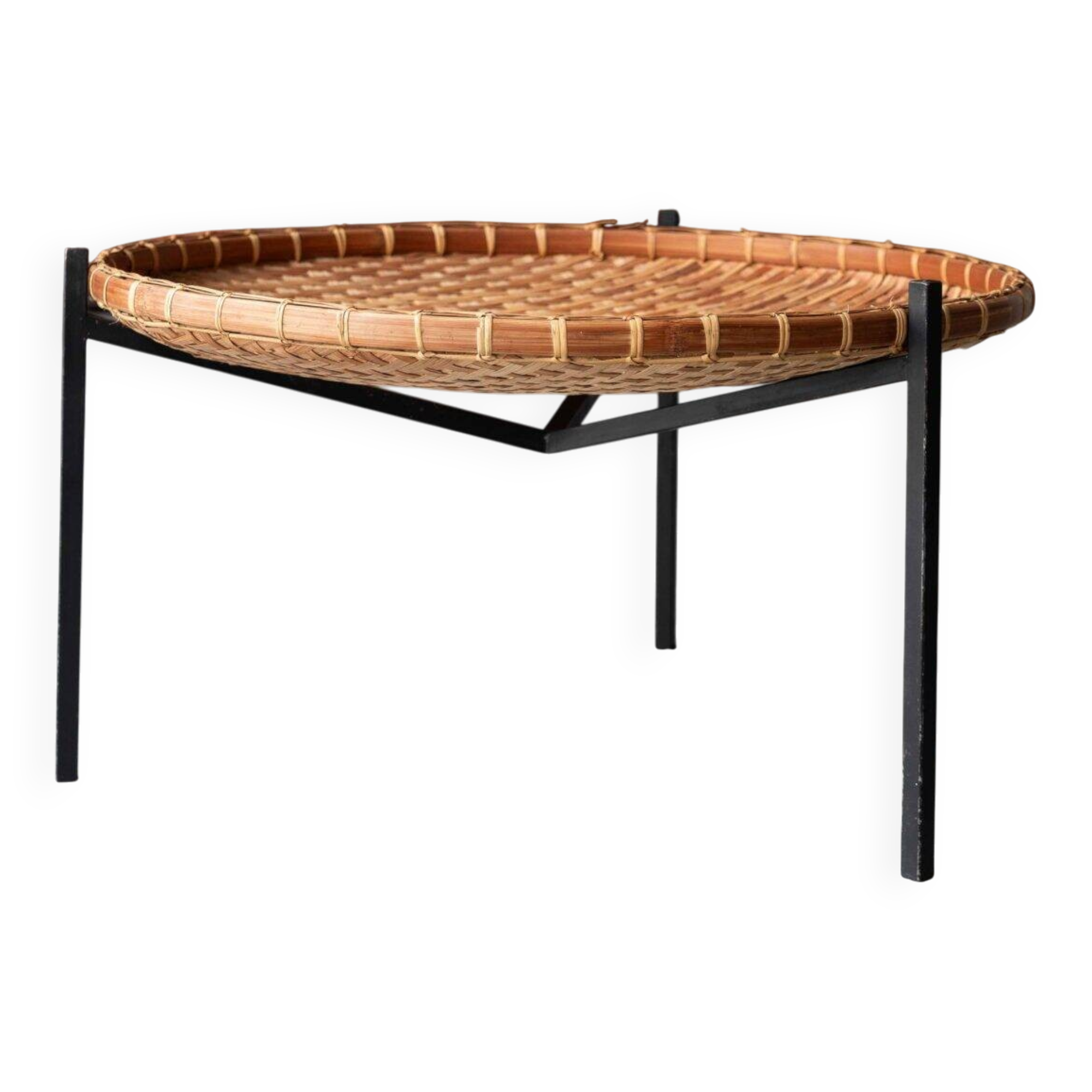 Rattan magazine basket, Netherlands, 1960s