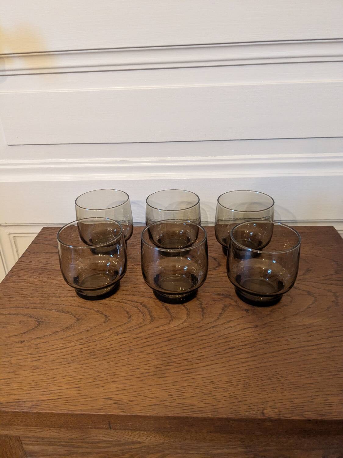 6 smoked glass water glasses