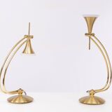 Lampes de table halogènes en laiton Holtkotter années 1980 Allemagne
