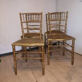4 chaises bambou bois doré napoleon 3