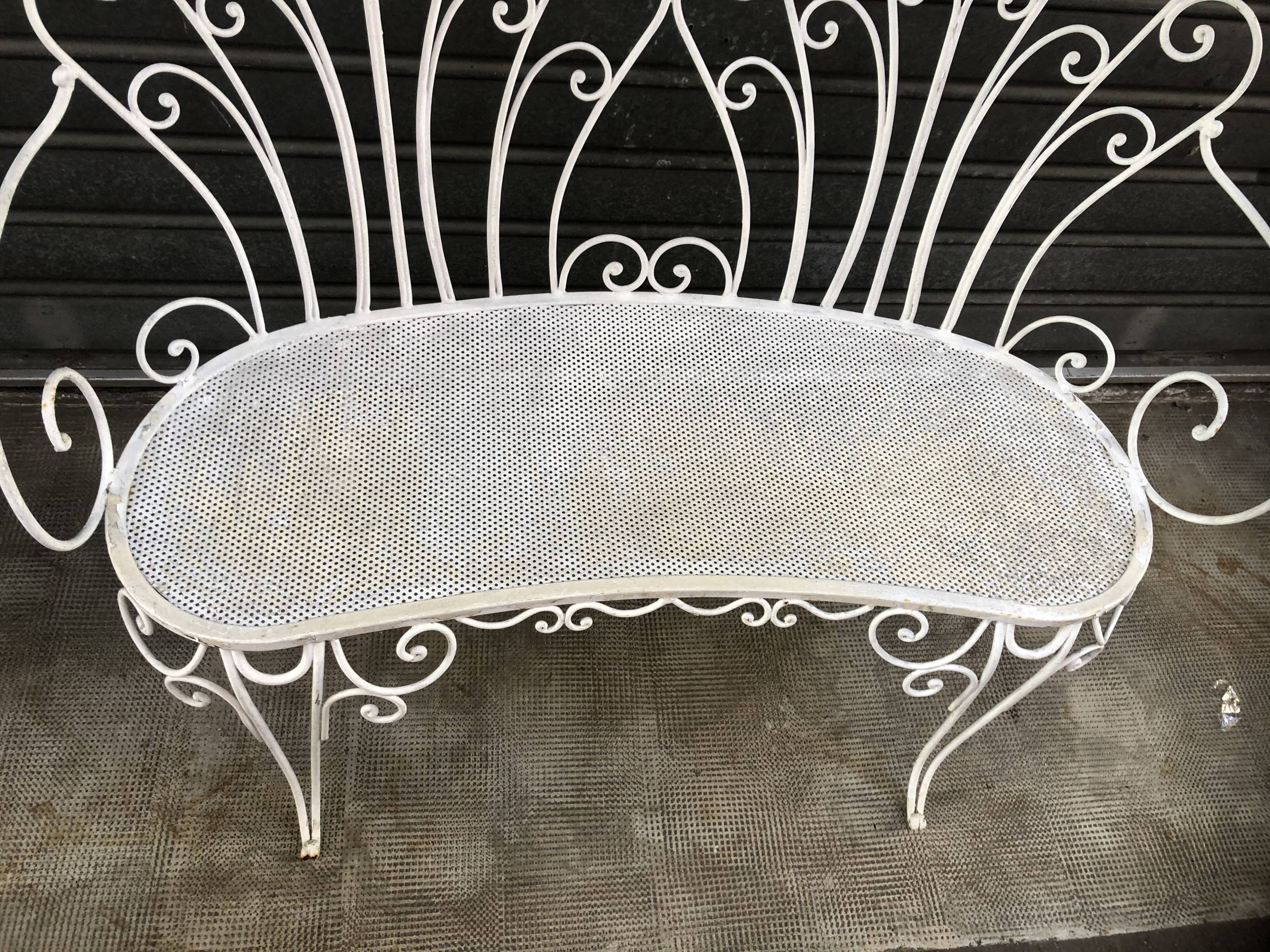 Banquette 2 place en fer forgé années 1960