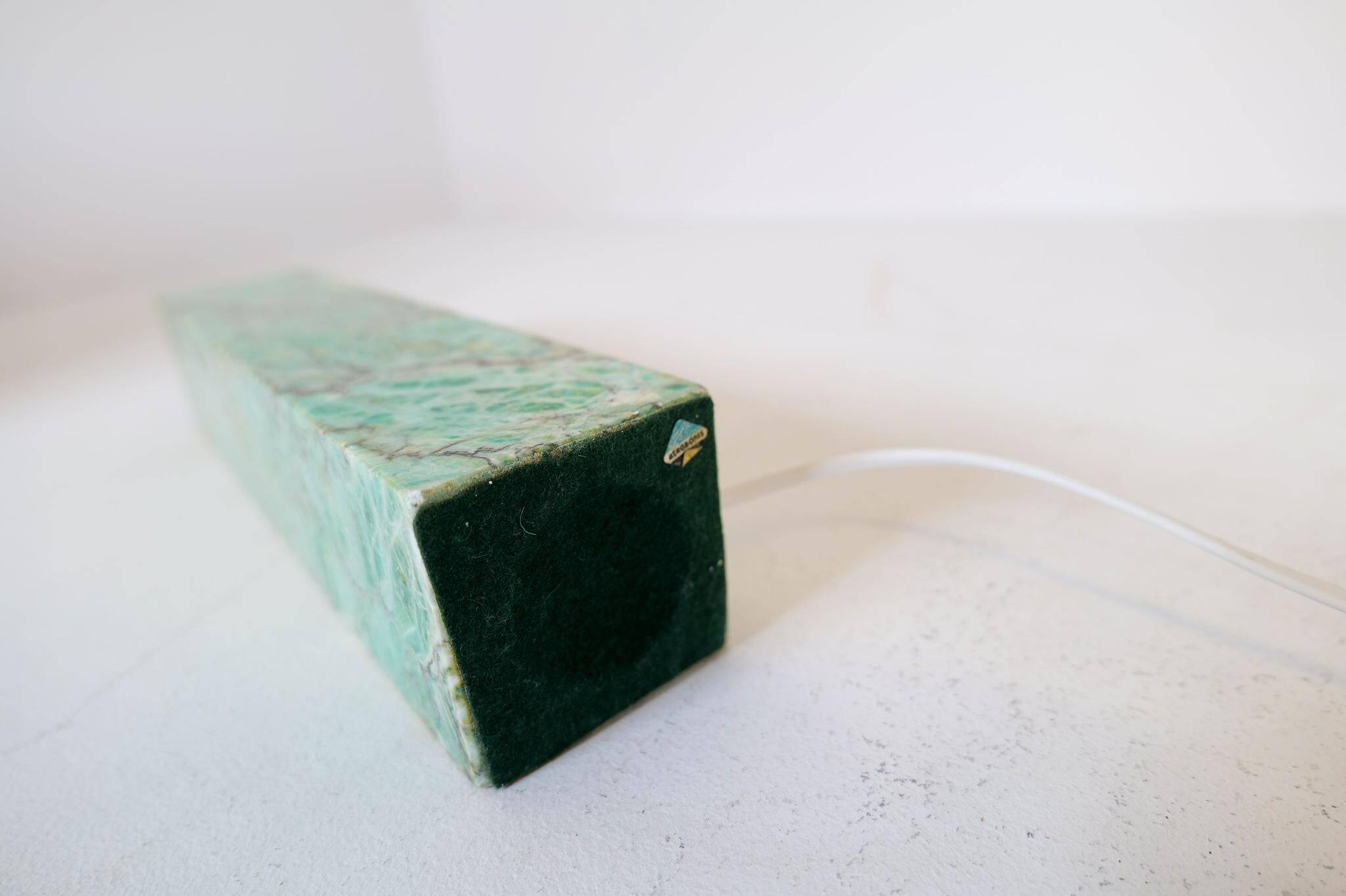 Mid-century green marble table lamp by Bergbom, Sweden, 1960s.