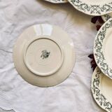 6 assiettes dessert terre de fer Longchamp modèle Trévise vert faïence