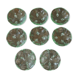 8 green vintage glass cups