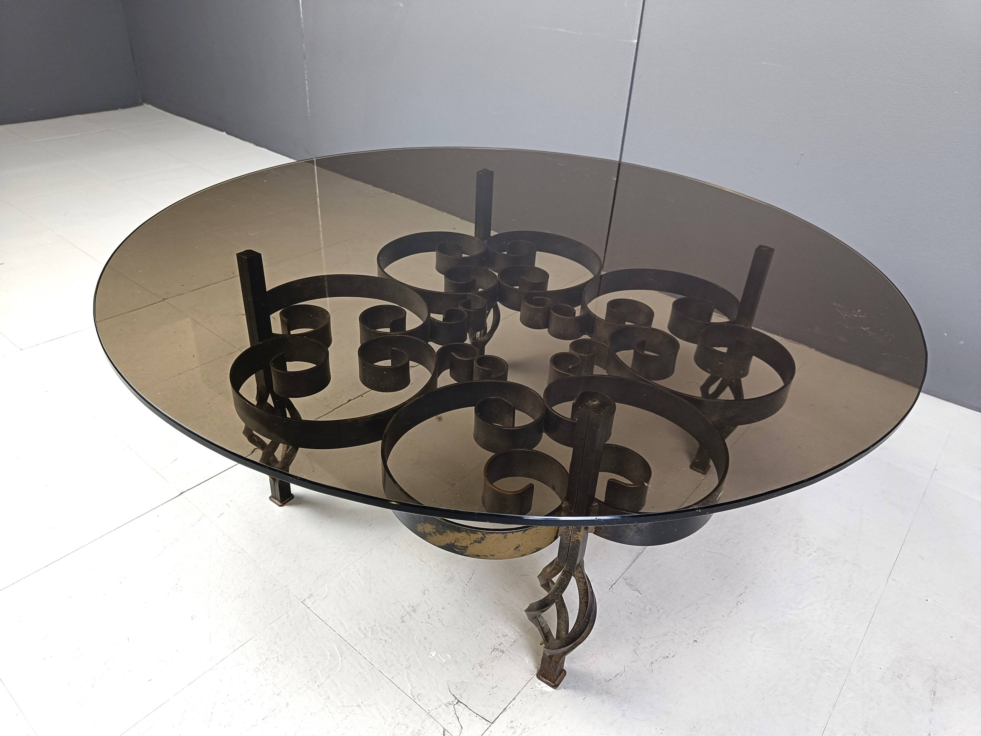 Brutalist Wrought iron coffee table 1970s