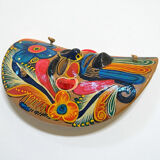 Mexican folk art mask in colored terracotta, 1970s