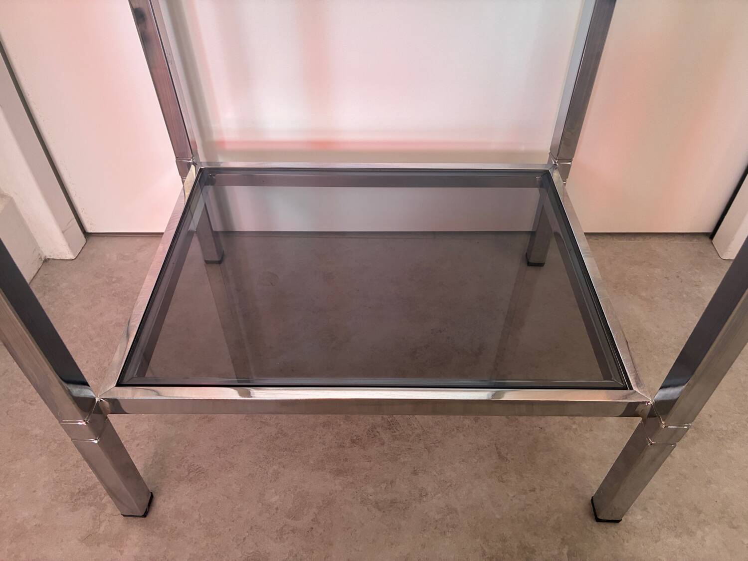 Table d’appoint 1970 chrome/verre
