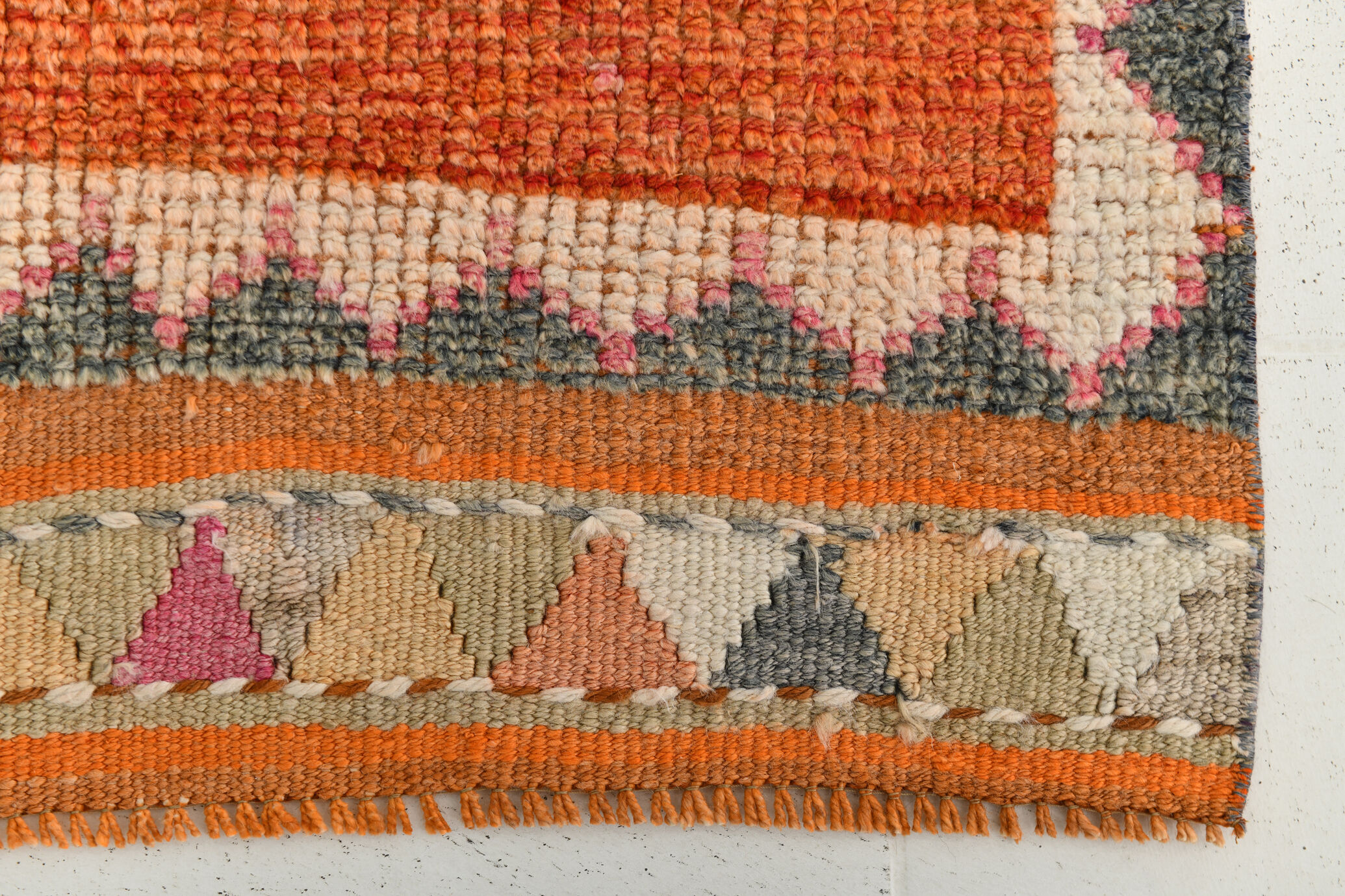 3x11 Peach Orange Handmade Wool Runner Rug, 95x337Cm