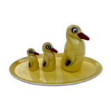 Salière poivrier moutardier Set service à condiments ,porcelaine Pfeffer Gotha - pingouins