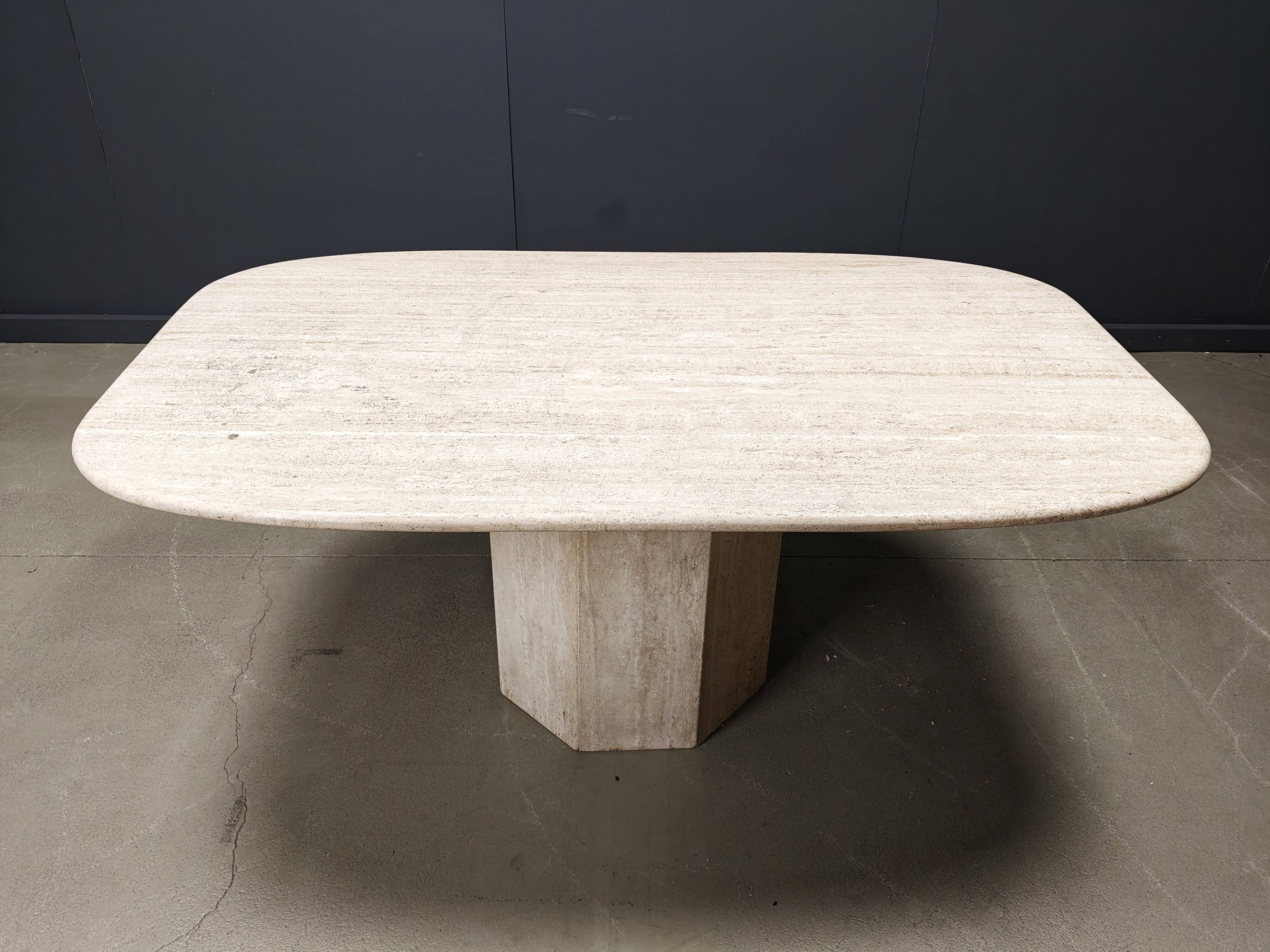 Vintage travertine dining table, 1970s