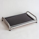 Plateau en aluminium et verre, Italie, Années 50/60