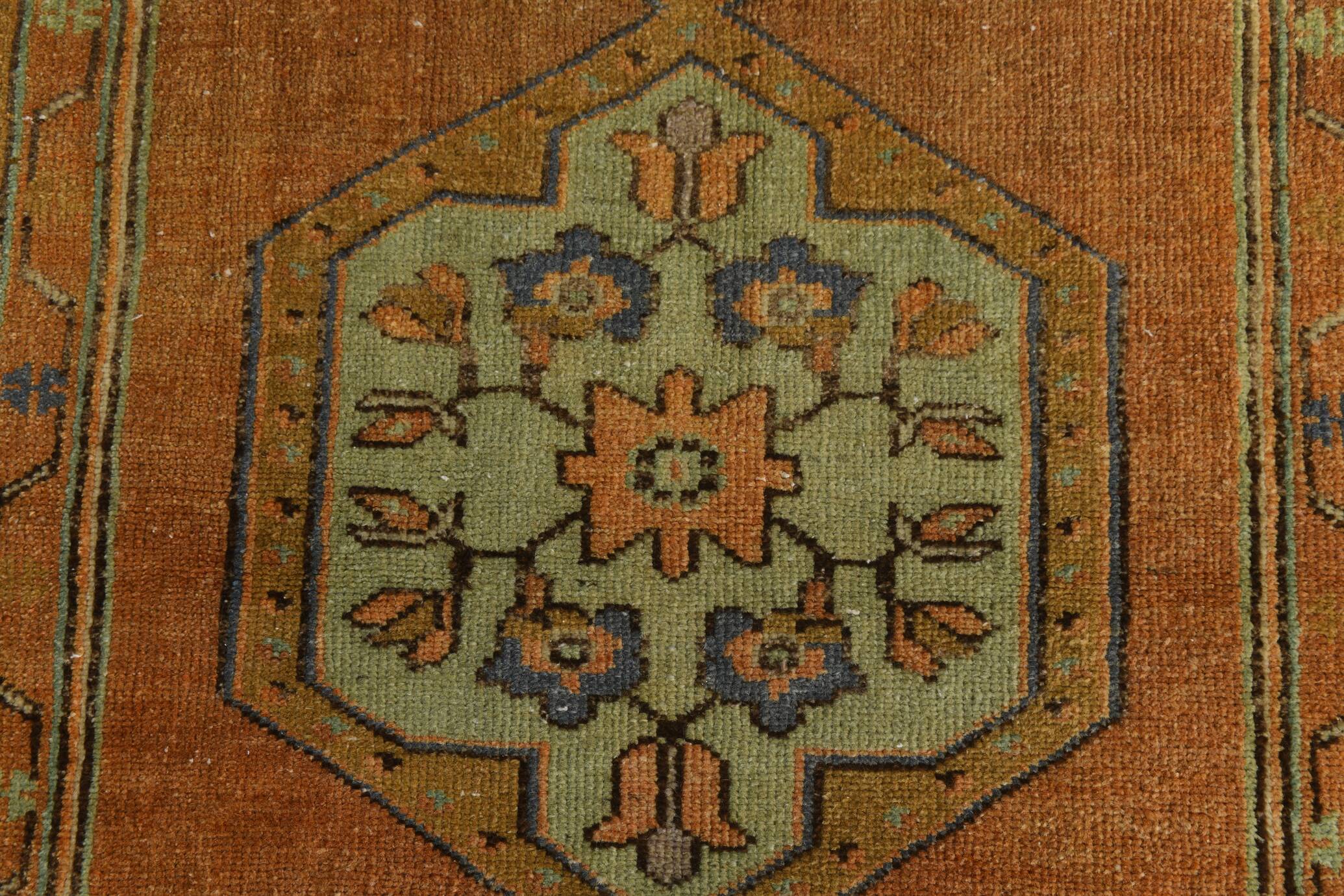 Tapis persan Brunt orange et vert, 105 x 290 cm
