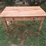 Table bureau ancienne de style Louis Philippe en merisier avec 2 tiroirs