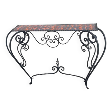 Vintage wrought iron tile console, damaged