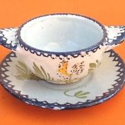 Charolles earthenware bowl with ears / saucer rooster model