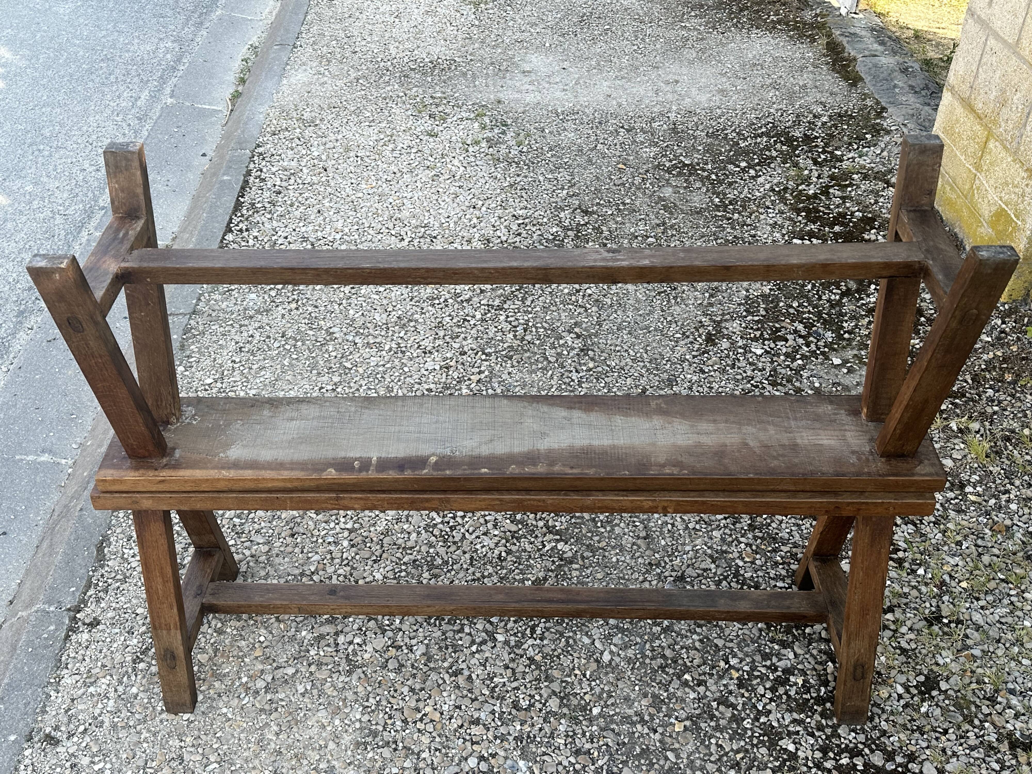 Pair of vintage oak benches 60s