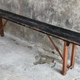 Folding all-wood guinguette bench - vintage mid-XXth