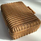 Small vintage rattan suitcase, bohemian spirit, 1960s-70s.