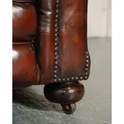 Victorian Leather Armchairs and Sofa in Burgundy, Set of 3