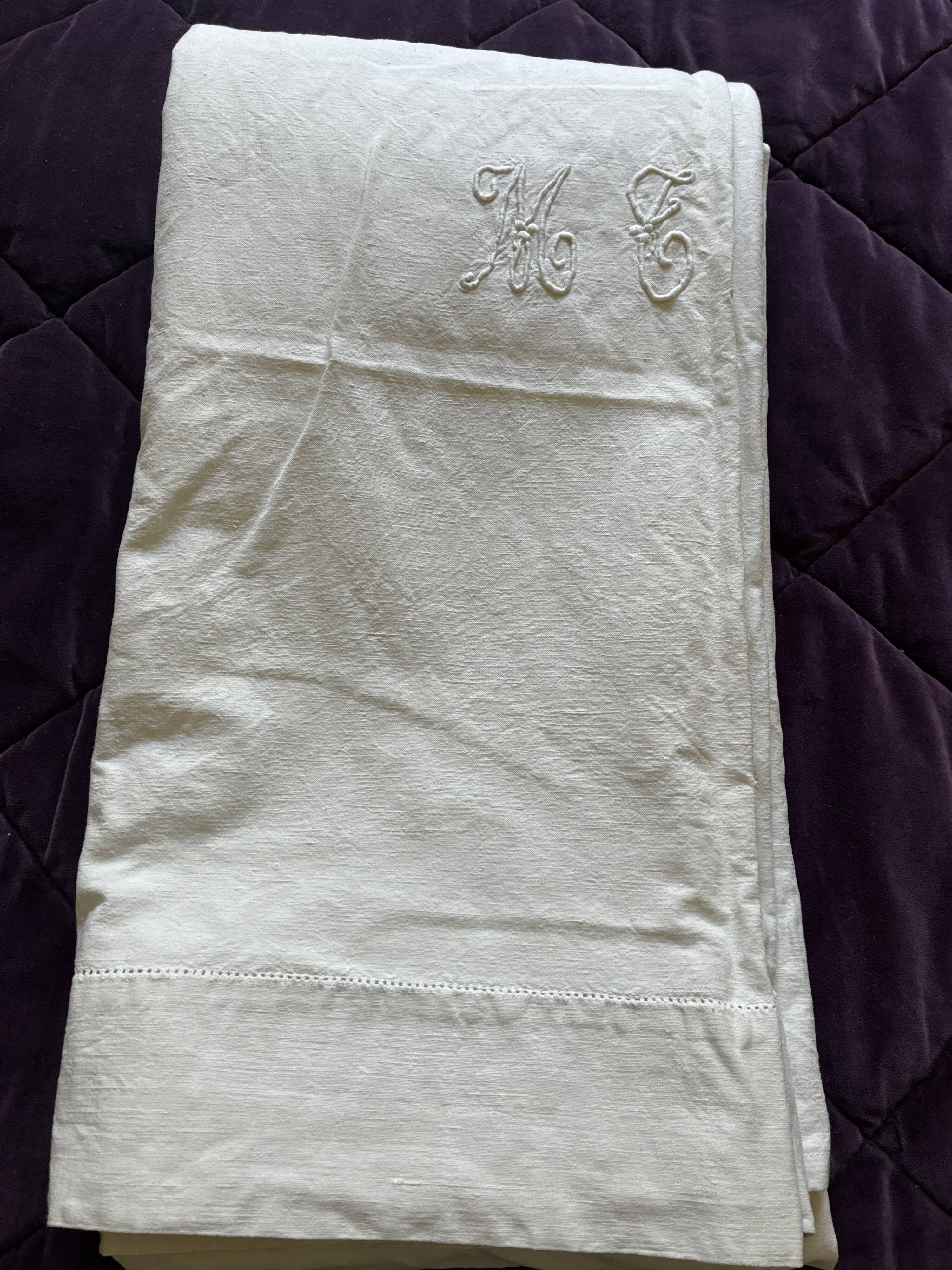 Old linen cloth marked MTM