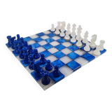 1970s Chess Set in Hand Carved Alabaster of Volterra.