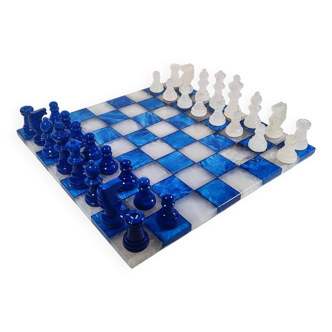 1970s Chess Set in Hand Carved Alabaster of Volterra.
