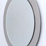 Postmodern round wall mirror with mirrored steel frame, italy