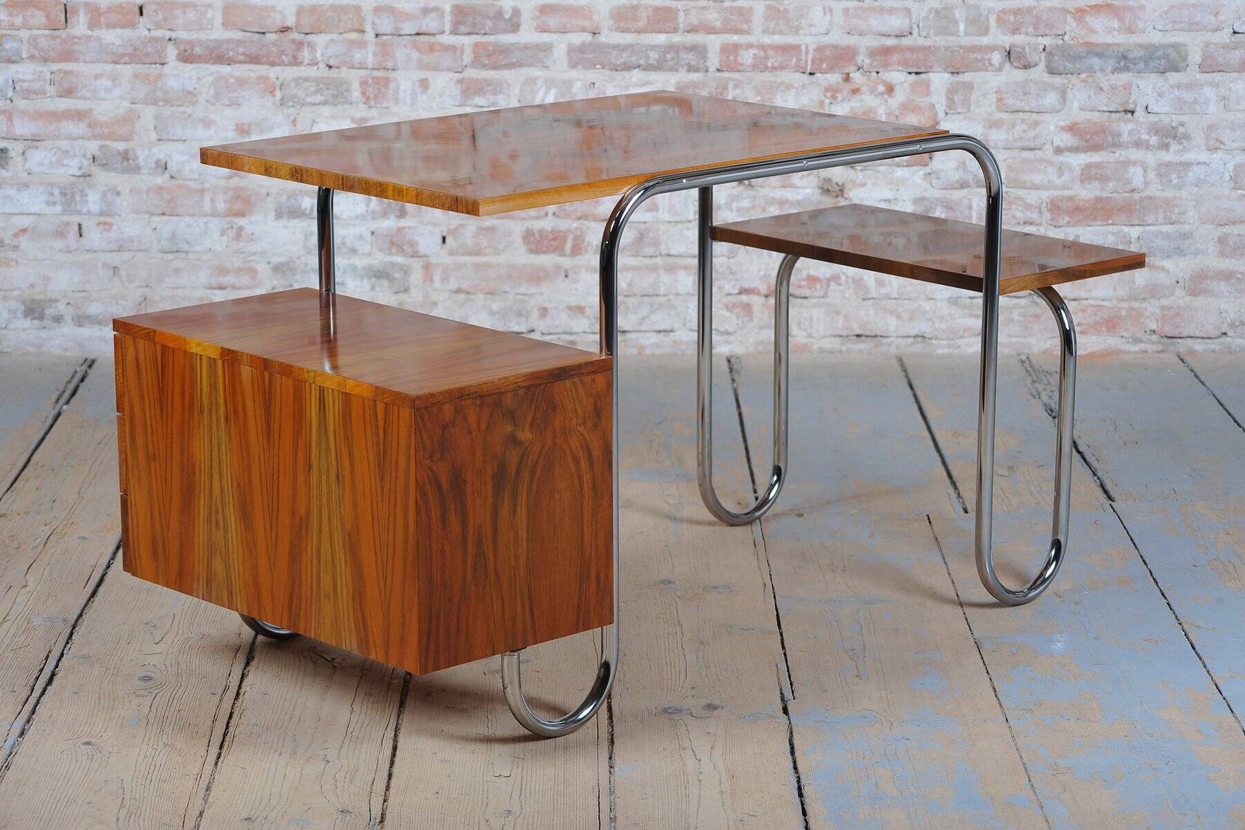 Bauhaus Walnut Writing Desk by A. Lurcat for Kovona, Czech, 1940s