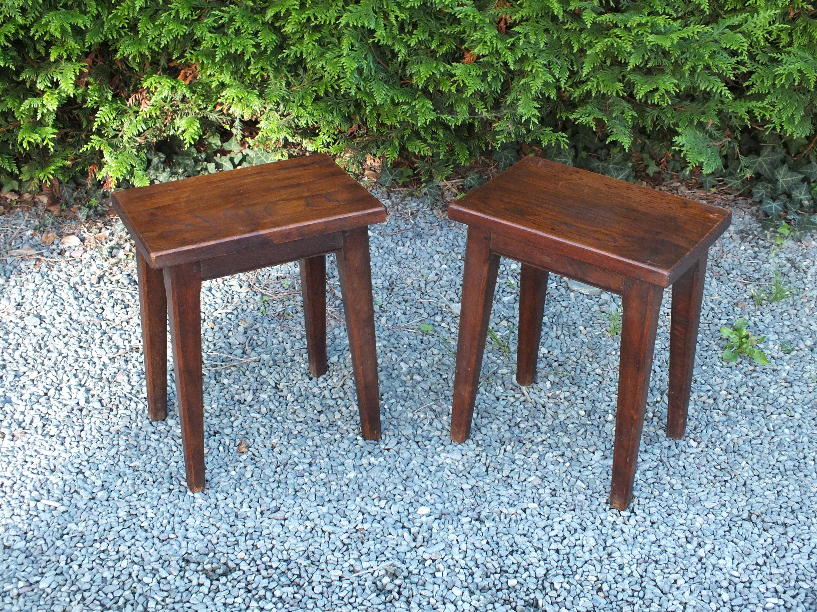 Pair of 60s oak stools or end tables