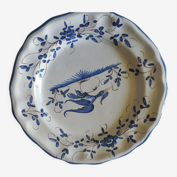 12 assiettes plates martre tolosane décor Ibis bleu