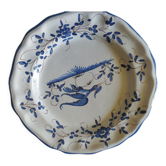 12 assiettes plates martre tolosane décor Ibis bleu