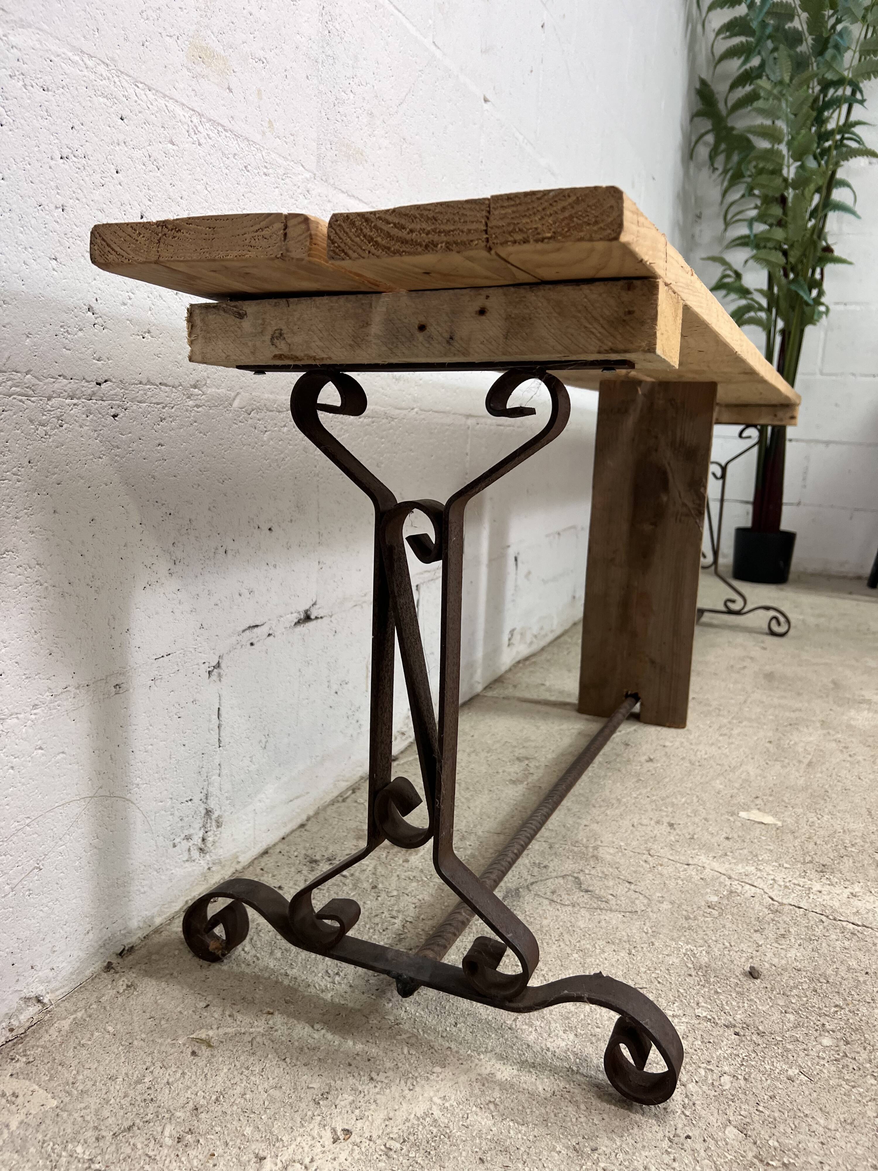 Bench with rustic base