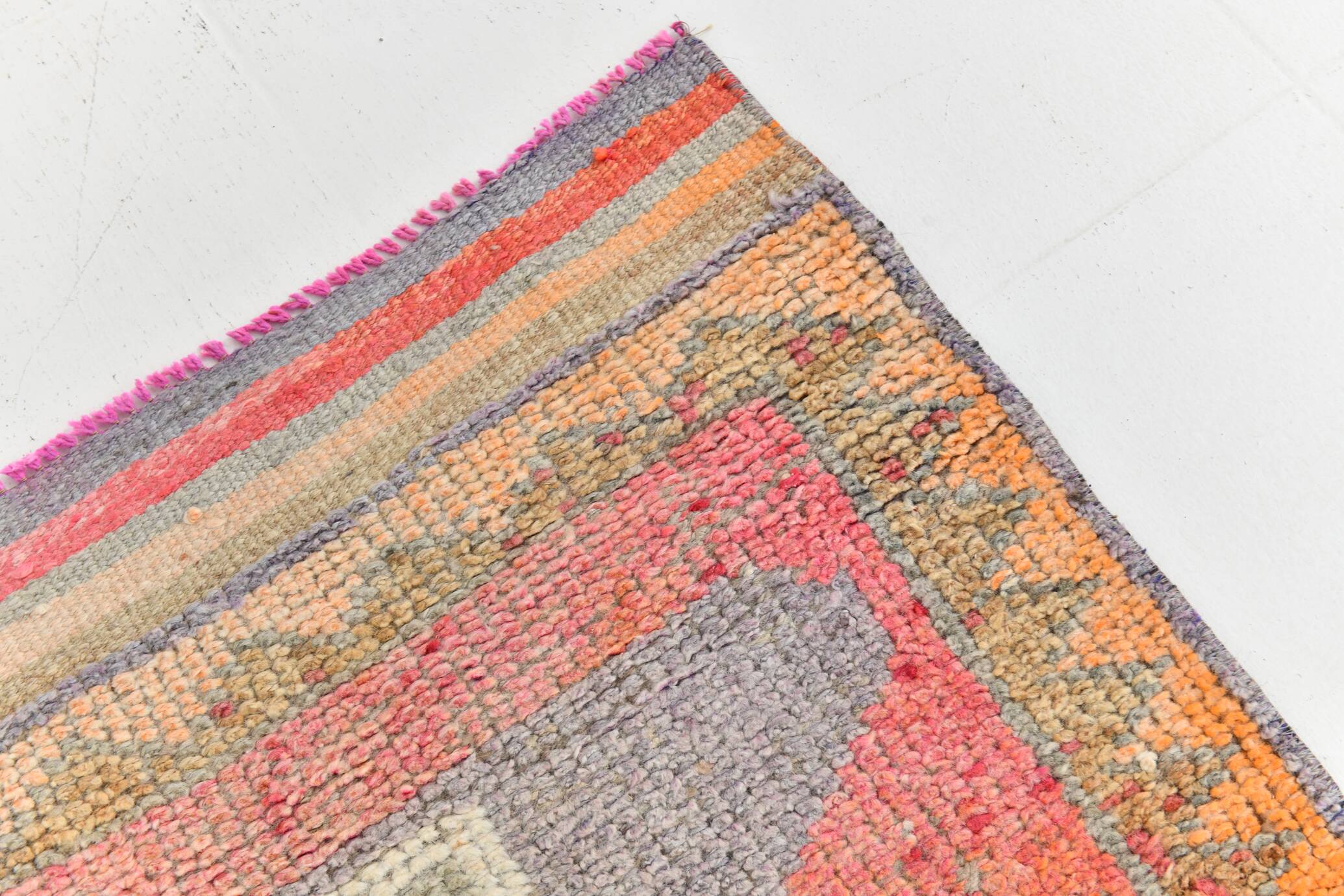 4x10 Runner Salmon Pink Vintage Runner, Turkish Wool Runner, 103x307Cm