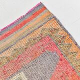4x10 Runner Salmon Pink Vintage Runner, Turkish Wool Runner, 103x307Cm