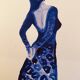 Monochrome indigo watercolour portrait of a woman "the indigo dress"