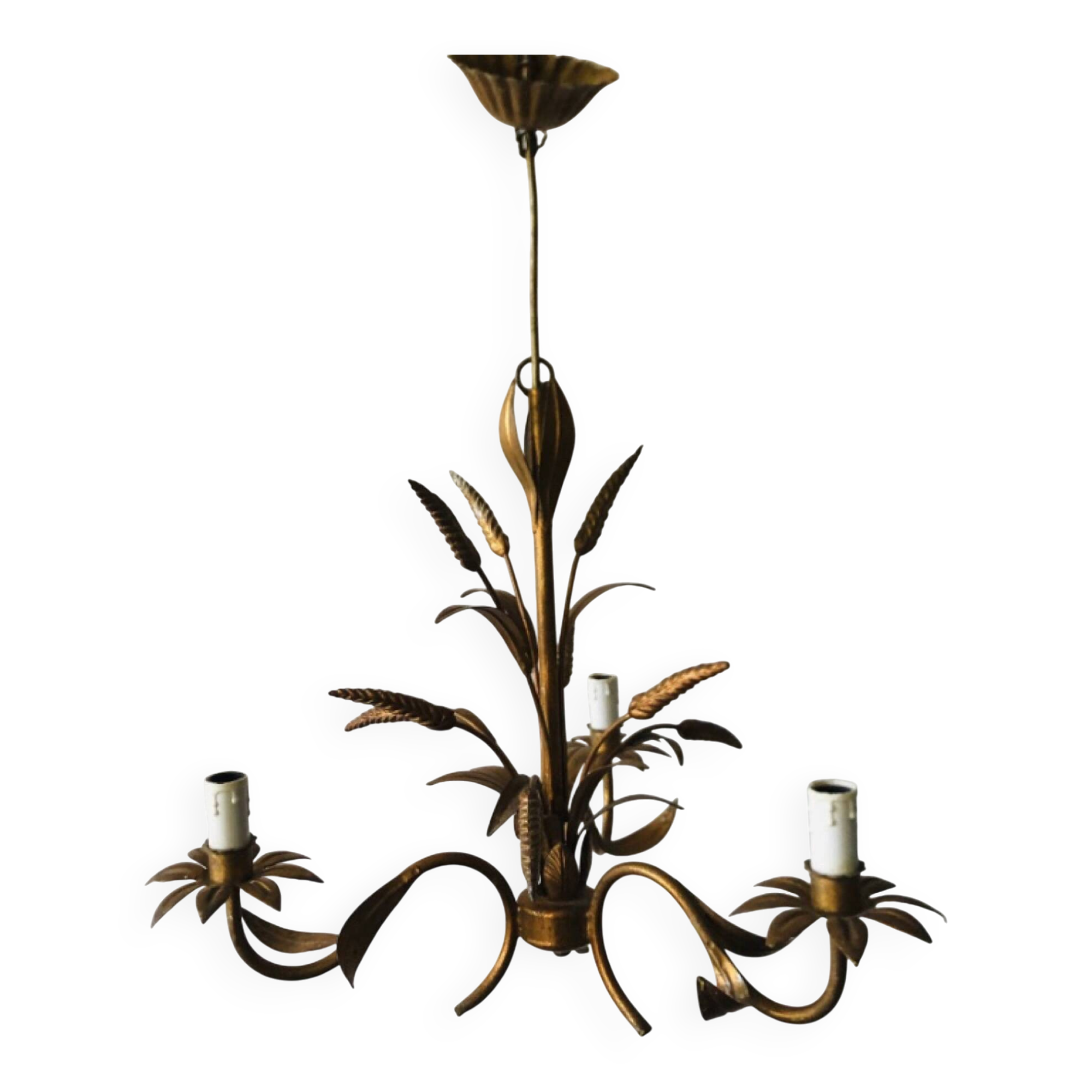 Florentine chandelier in wheat ear style by Hans Kögl Hollywood Regency