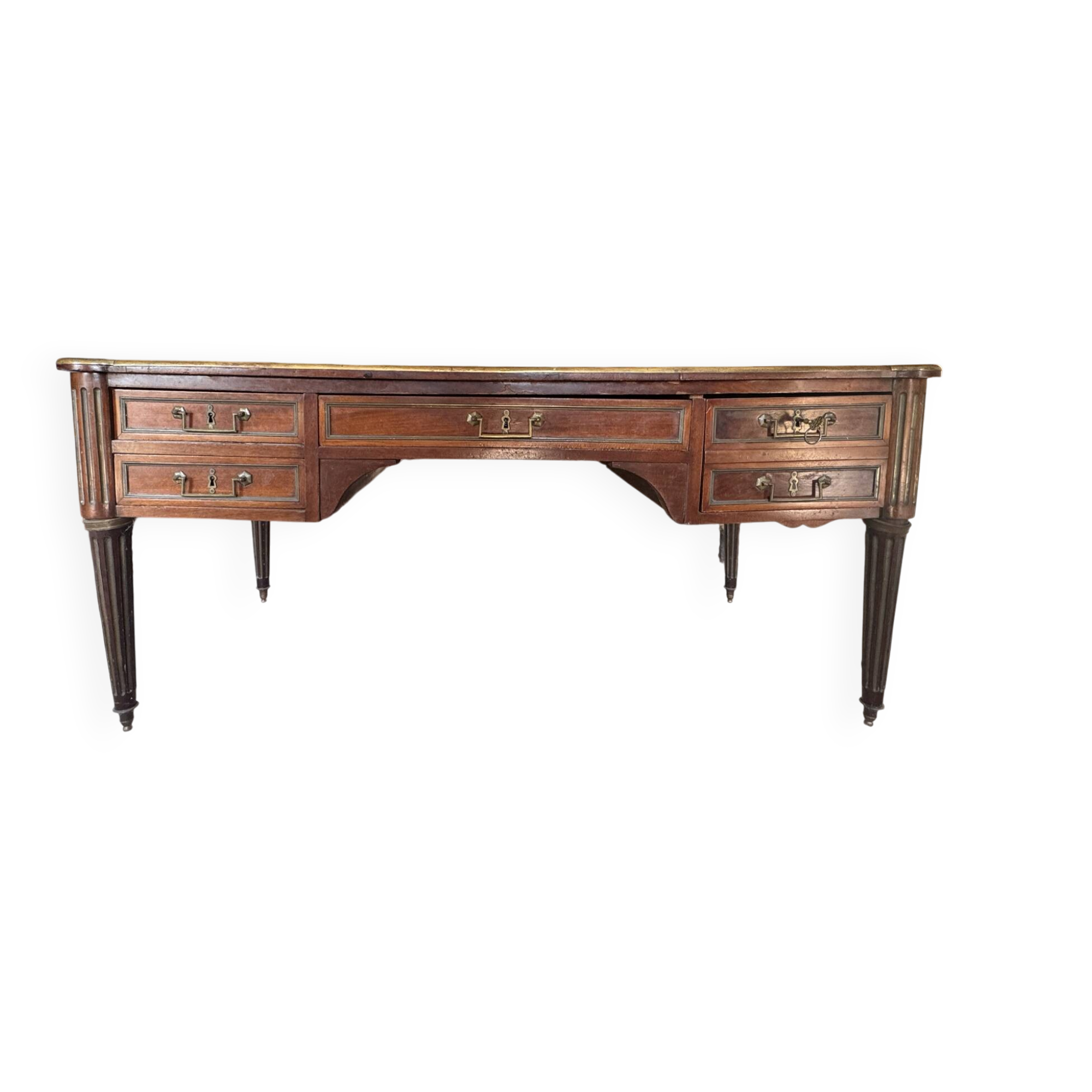 Large flat desk in Louis XVI style made of mahogany, early 20th century.