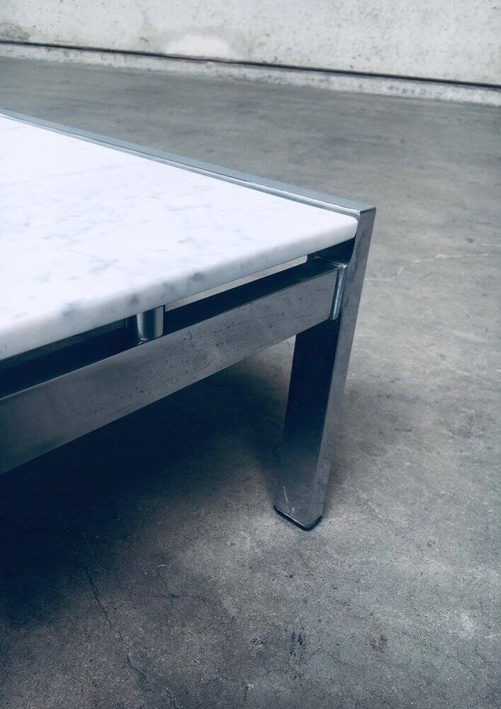 Postmodern Italian Carrara Marble Low Coffee Table, 1970s