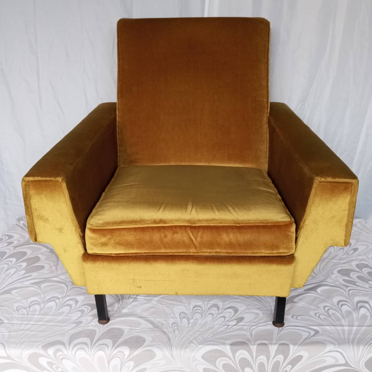 Vintage yellow velvet armchairs