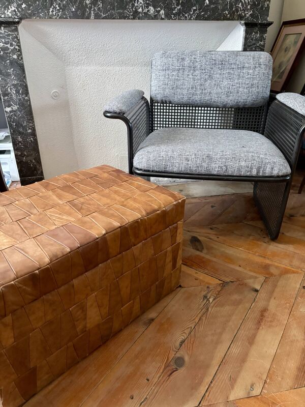 Commode chiffonnier rotin vintage 1970