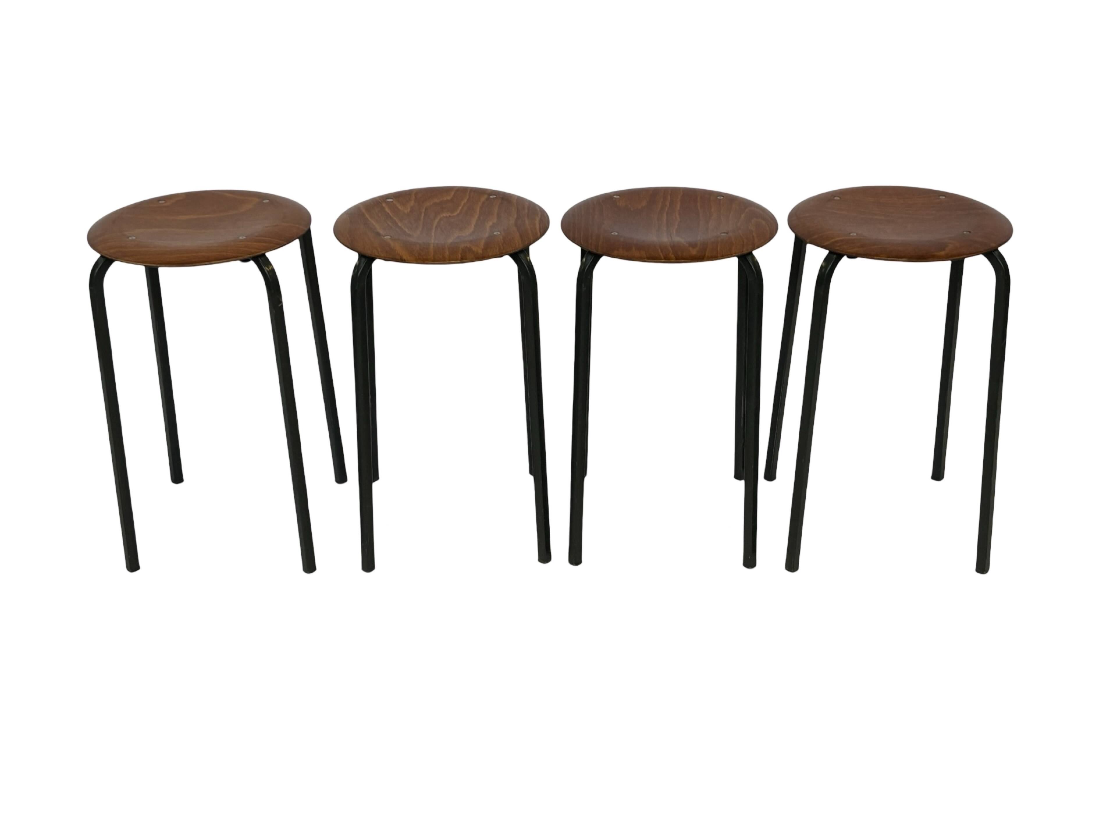Set of 4 Vintage stools - work stool - Eromes Marko - 60s minimalist design